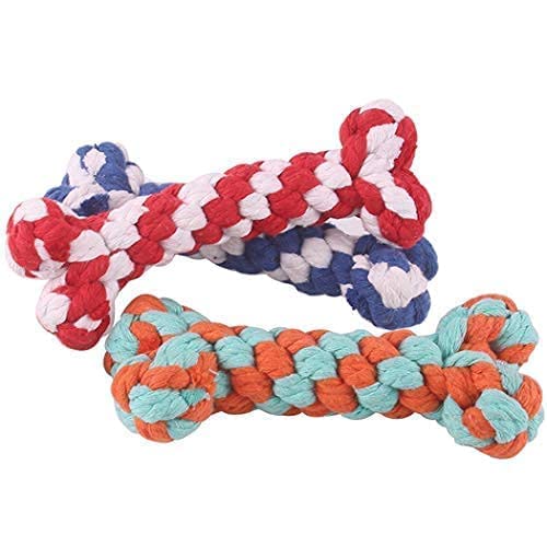Pups&Pets Knotted Rope Dog Toy | Dumbbell Shaped Tug Toy For Dogs | Chew Toy For Teething Puppy & Adult Dog | Dog Rope Toy (Pack