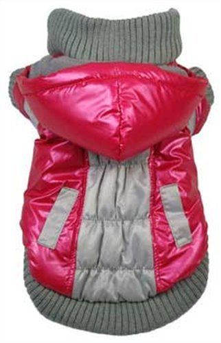Pet Life Red Sporty Vintage Aspen Pet Ski Jacket, X-Small, Pink / Grey