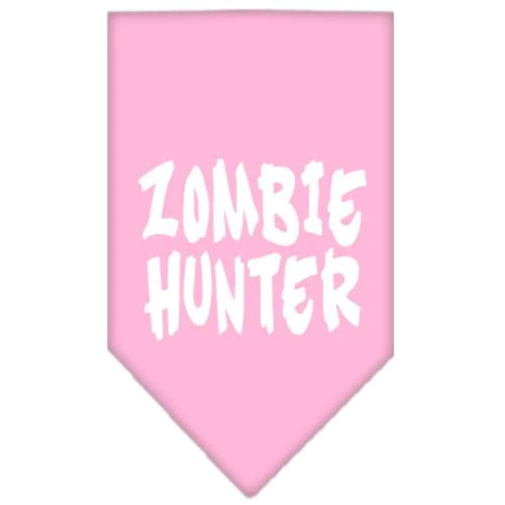 Halloween Pet and Dog Bandana Screen Printed, &quot;Zombie Hunter&quot; Bright Pink Small