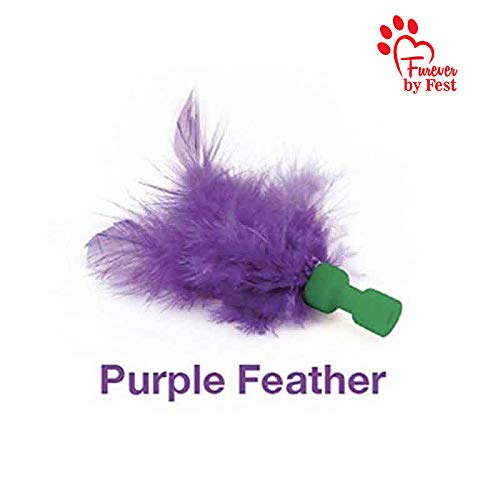 Furever Cat Toy Attachments - 3 Multi-Colored Rubber Toys: Mouse, Fish, Feather for Interactive Play