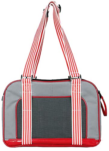 Pet Life Candy Cane Tote Pet Carrier for Dogs with Striped Shoulder Straps - Fashion Dog Carrier with Built-in Leash Holder