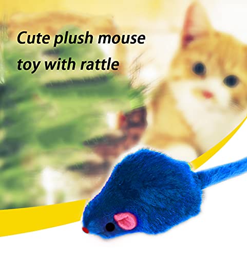 Kayusiter Furry Cat Toys Mice Rattle Interactive Mouse Toy For Indoor Cats Catnip Ball Pet Play Fur Ball Rabbit Assorted Color