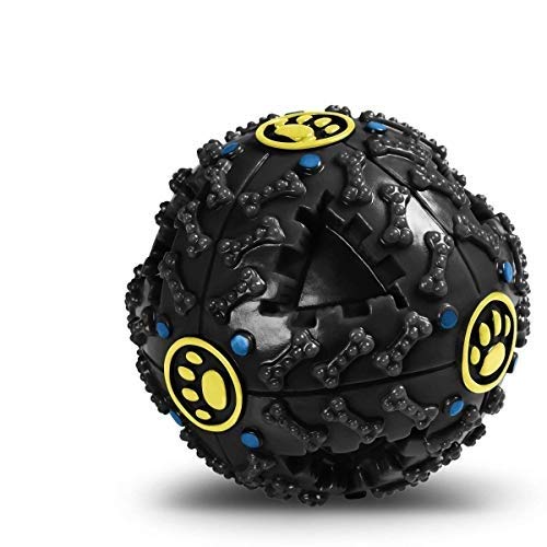 PETS EMPIRE Pet Dog Treat Ball Dispenser Chew Ball Squeaker Training Play Toy Color May Vary (Single, Medium (10.5))
