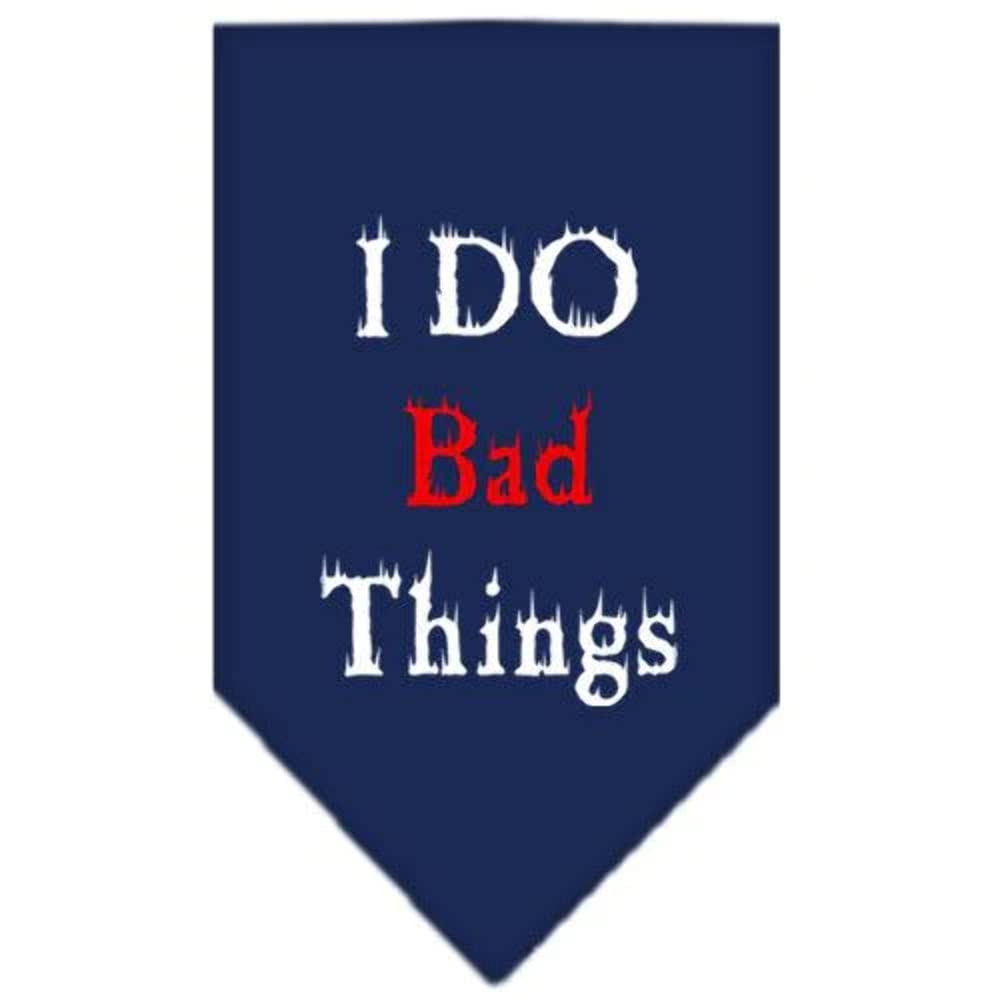 Pet and Dog Bandana Screen Printed, &quot;I Do Bad Things&quot; Navy Blue Large