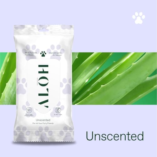 Aloh Hypoallergenic | All-Natural | Multi-Purpose Pet Wipes, Unscented 50Ct Wipes | 3 Pack Of 50Ct Wipes (150 Wipes)
