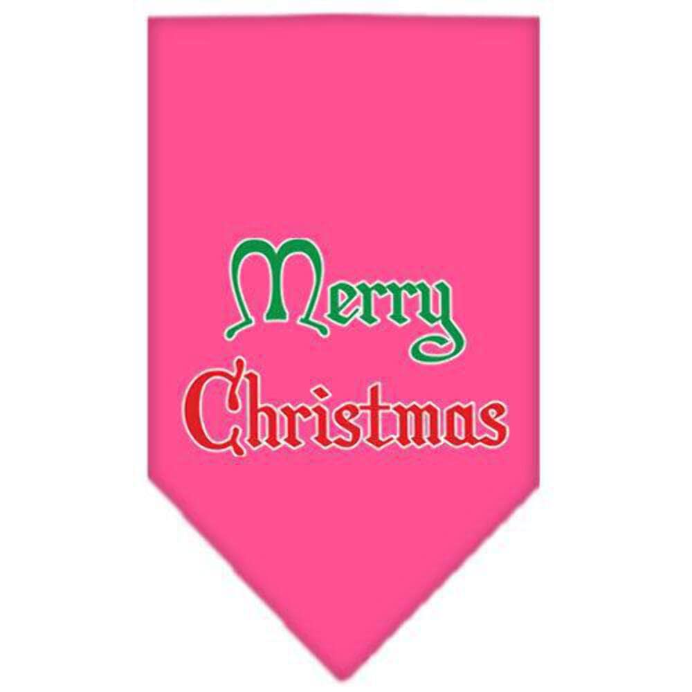 Christmas Pet and Dog Bandana Screen Printed, Merry Christmas Lime Green Large