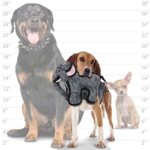 Tuffy - World'S Tuffest Soft Dog Toy - Zoo Junior Elephant - Multiple Layers. Made Durable, Strong & Tough. Interactive Play (Tug, Toss & Fetch). Machine Washable & Floats