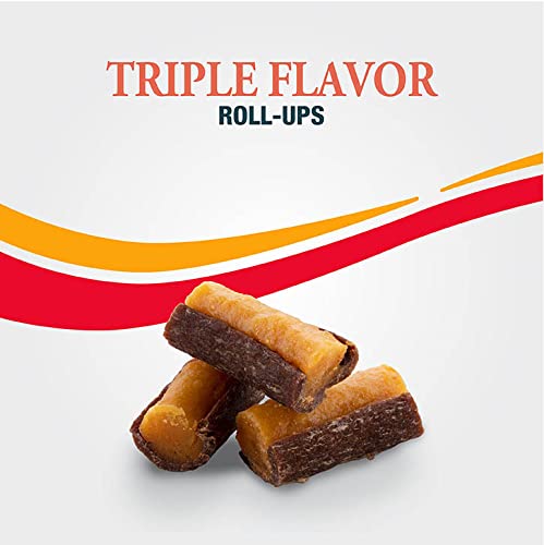 Good'n'Fun Triple Flavor Roll Ups 4 Oz - Cheese, Beef, Pork Treats for Dogs