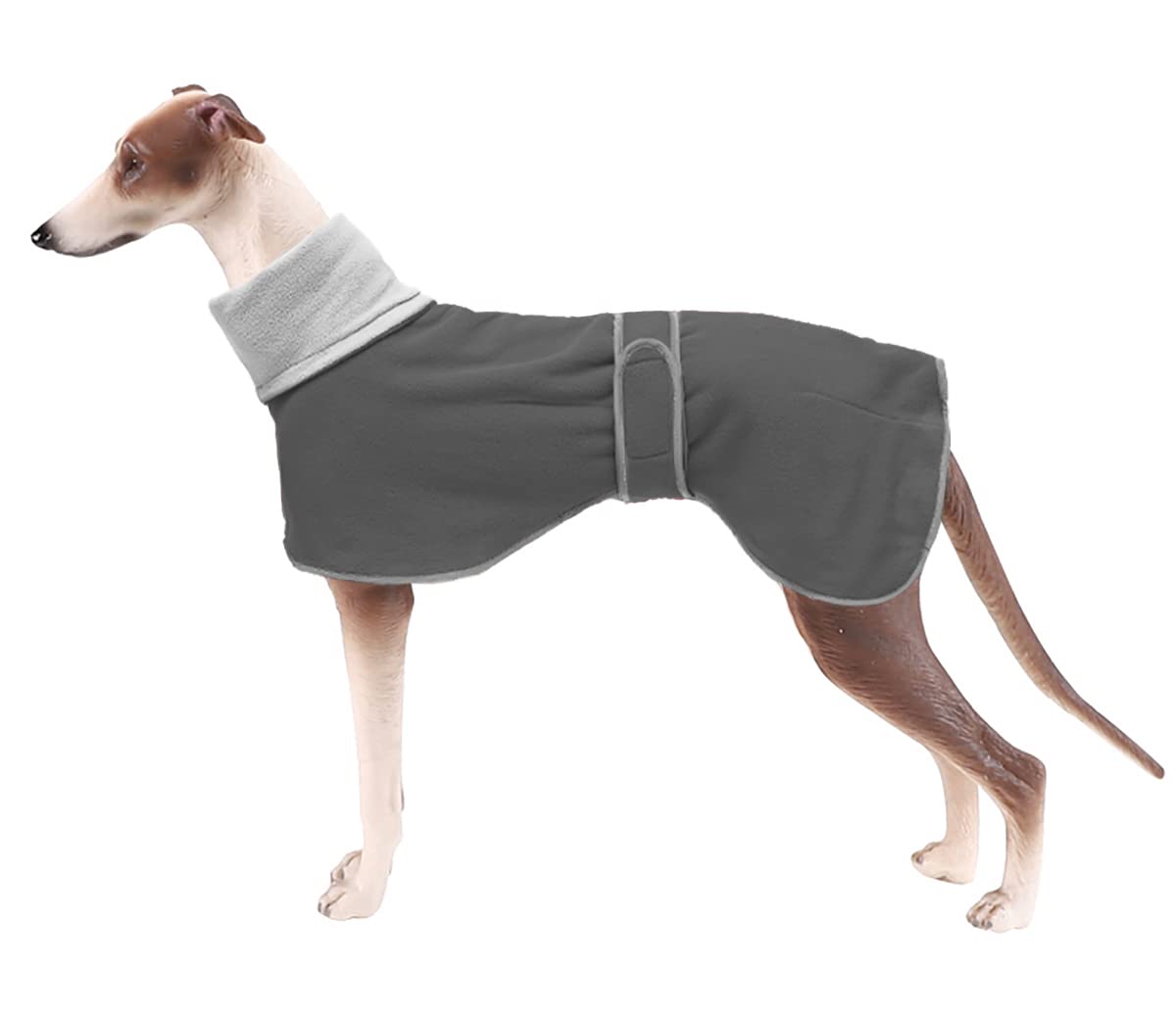 Greyhound Cosy Fleece Jumper, Dog Winter Coat With Warm Fleece Lining, Outdoor Dog Apparel With Adjustable Bands For Medium, Large Dog Gray-L