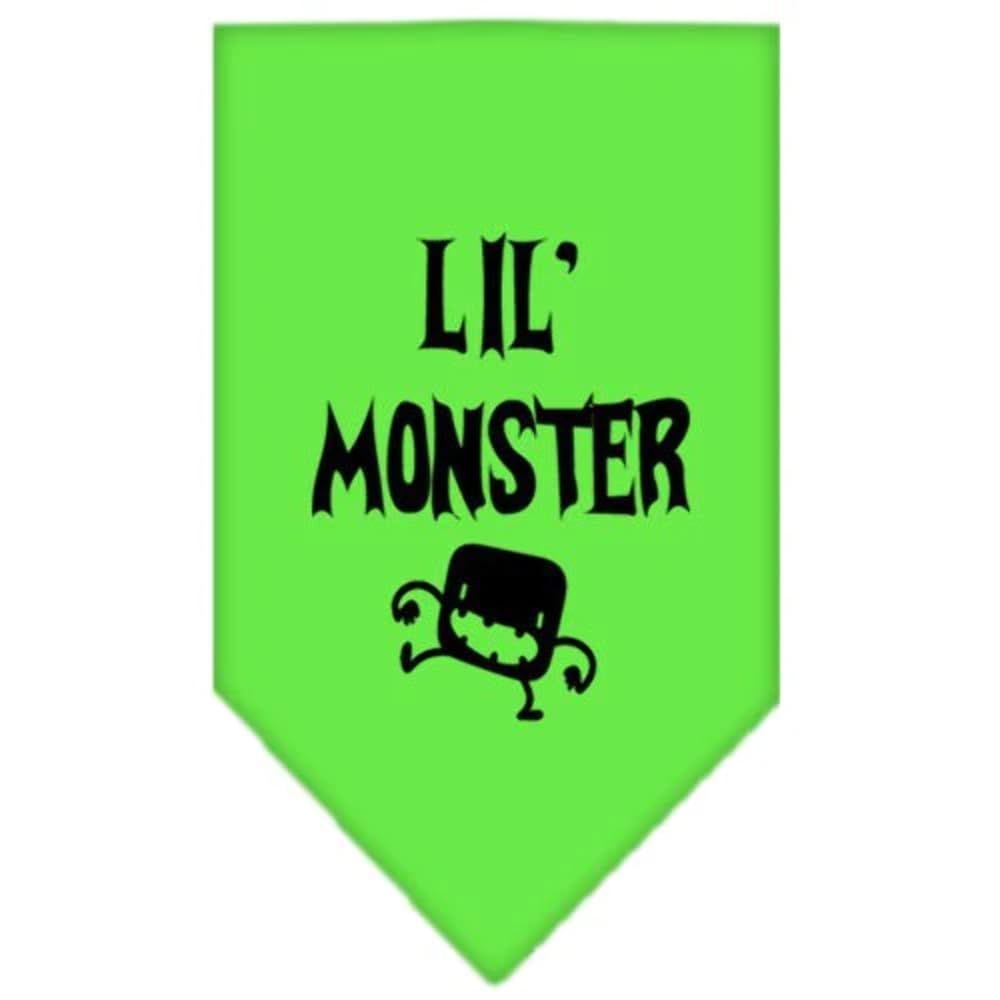 Halloween Pet and Dog Bandana Screen Printed, &quot;Lil Monster&quot; Emerald Green Small