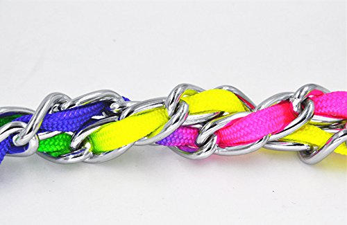 Jwpc Rainbow Color Stainless Steel P Chock Metal Chain Training Dog Pet Collars Necklace Walking Training Pet Supplies For Small Medium Large Dogs, S