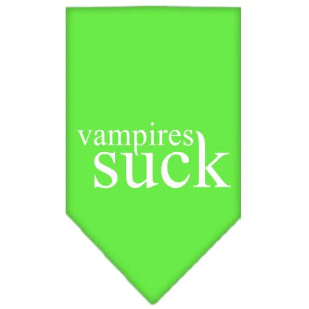 Halloween Pet and Dog Bandana Screen Printed, &quot;Vampires Suck&quot; Lime Green Small