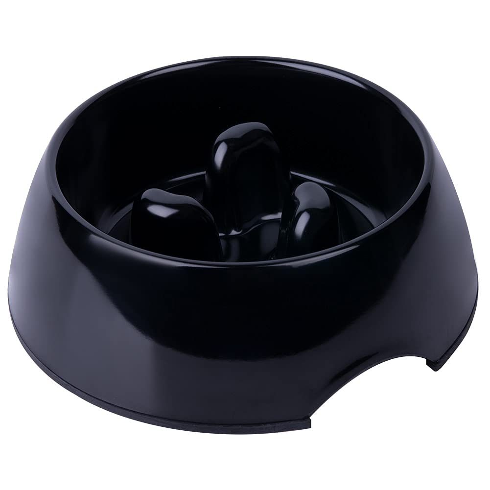Super Design Slow Feeder Dog Bowl, Melamine, 1.5 Cup, Black, 8.6 x 8.4 x 2.7 in, 1.39 Pounds