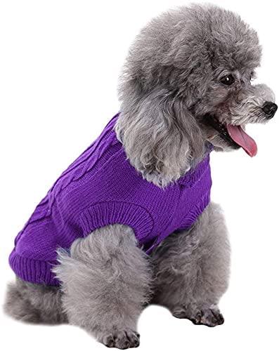 Chborchicen Small Dog Sweaters Knitted Pet Cat Sweater Warm Dog Sweatshirt Dog Winter Clothes Kitten Puppy Sweater (Xx-Small, Pu