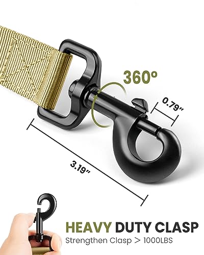 Outdoormaster Bungee Dog Leash, Heavy Duty Dog Leash With Shock Absorption, 2 Padded Handles Training Leash, Improved Dog Safety And Comfort - Khaki Upgraded, 4 Ft