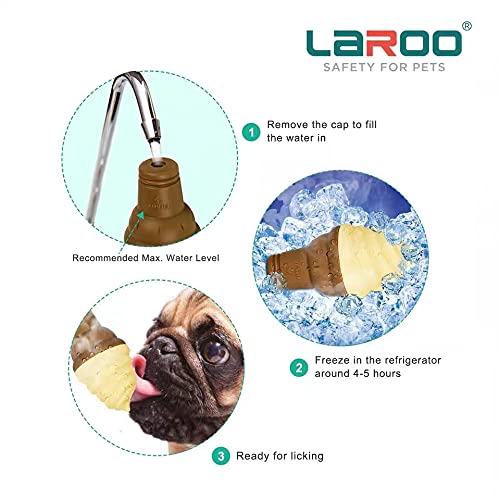 Laroo Dogs Toys For Summer Cooling, Frozen Dog Toys, Full With Water Frozen, Prevention Of Heat Stroke Upgraded Teething Chew Toy (Dog Ice Cream Shape-Yellow).