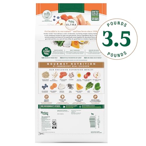 Nutro Ultra High Protein Dry Puppy Food, Trio of Proteins from Chicken, Lamb and Salmon, 3.5 lb Bag