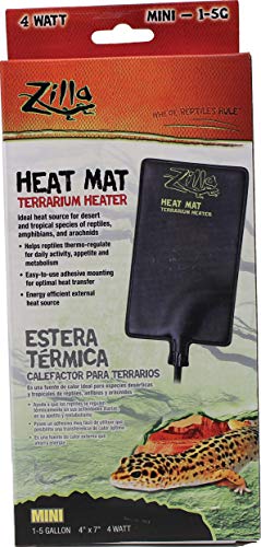 Zilla Heat Mat Terrarium Heater Mini - 4 Watt - 1-5 Gallon Tanks - (4'' X 7'') - Pack Of 2
