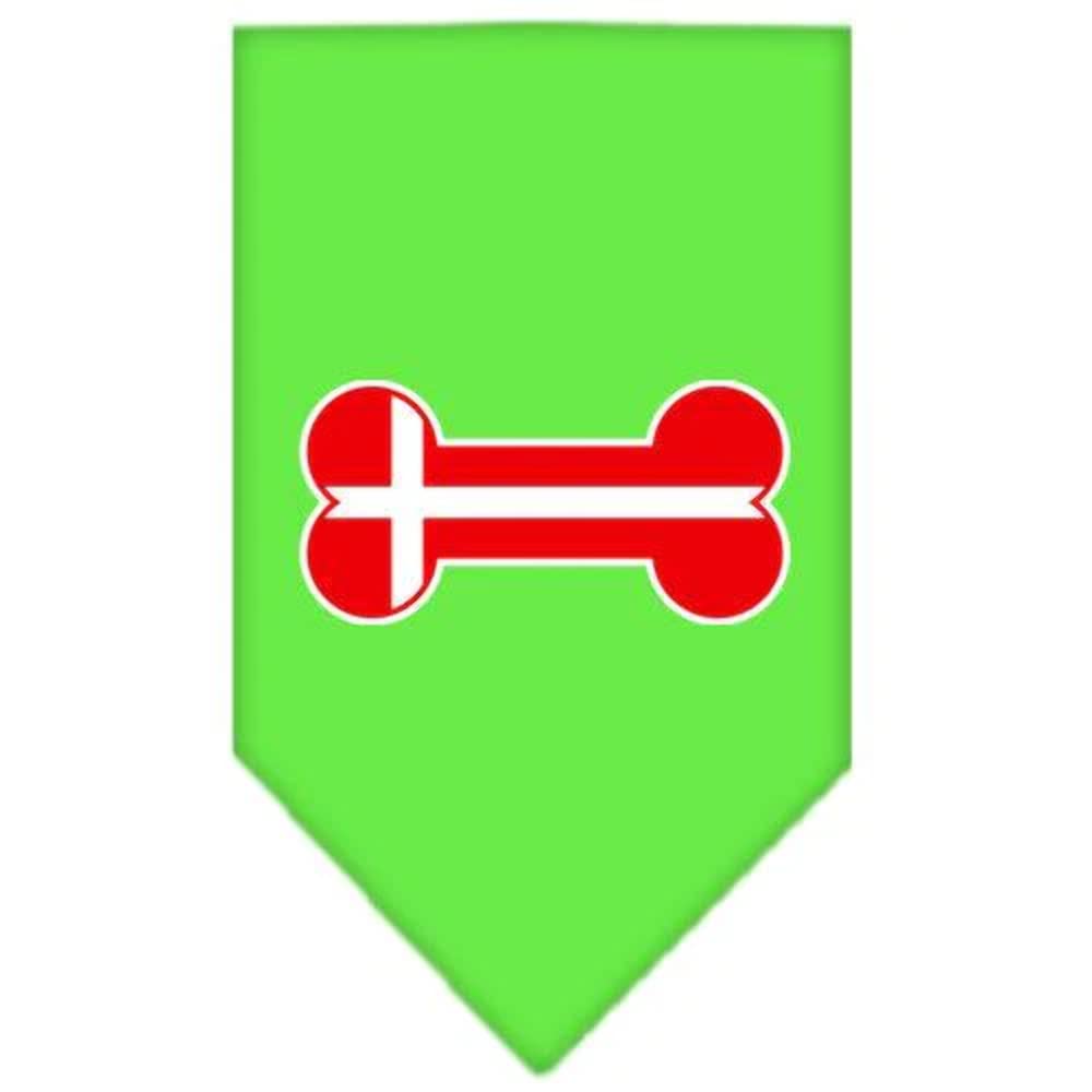 Pet and Dog Bandana Screen Printed, &quot;Bone Shaped Denmark Flag&quot; Yellow Large