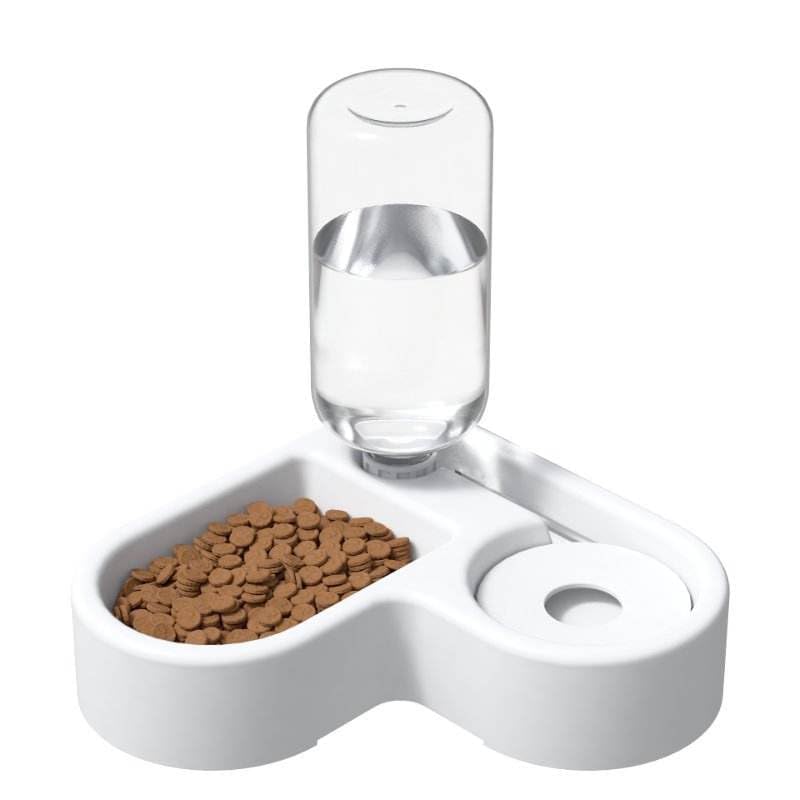 Pet Double Bowl Feeder With Automatic Water Bottle  Multifunction Food And Drinking Bowl For Dogs And Cats | Space Saving Raise