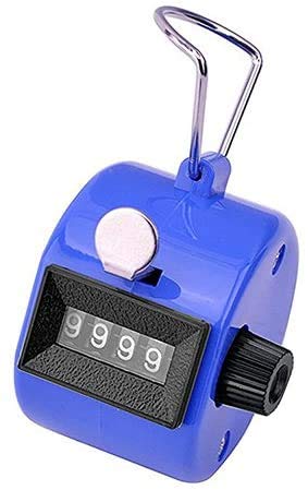 White Deer Hand Tally Counter 4 Digit Number Dual Clicker Golf Handy Convenient (Blue)