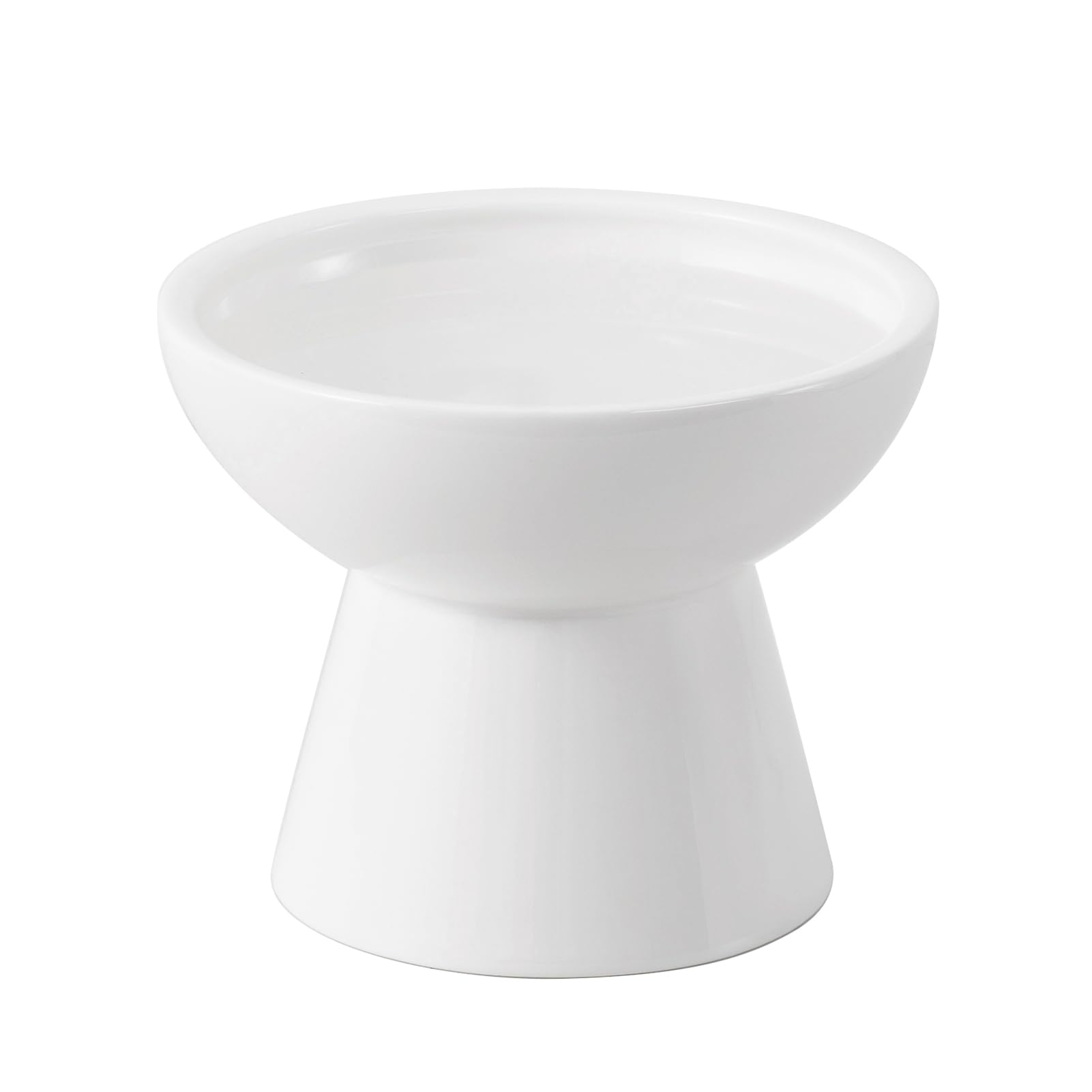 CEEFU Extra Wide Elevated Ceramic Cat Water Bowl - 6.2  Deeper Dish for Whisker Fatigue Relief, 5  Height for Easy Feeding, Lead