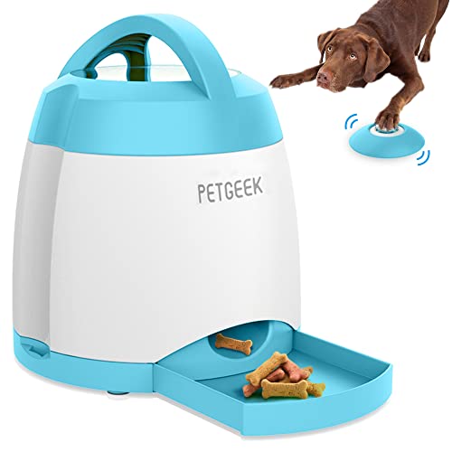 Petgeek Automatic Dog Feeder Toy, Interactive Dog Puzzle Toys Treat Dispensing, Electronic Dog Food Dispenser Remote Control, Sa