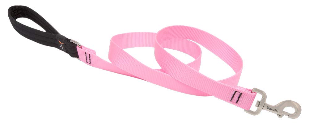 Dog Leash By Lupine In 1' Wide Pink 4-Foot Long With Padded Handle