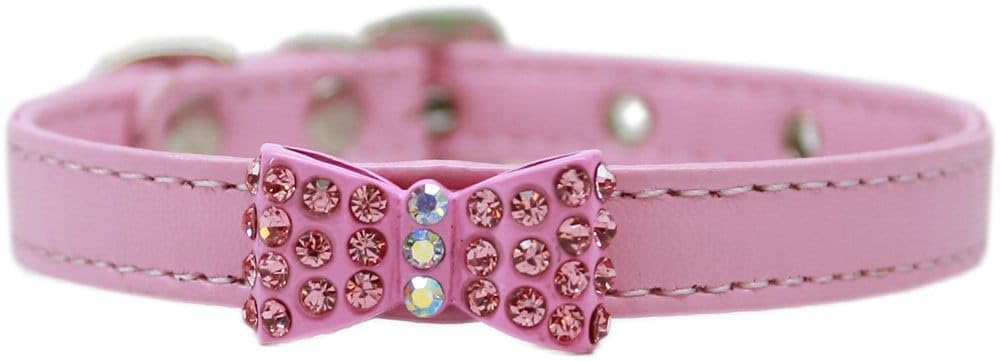 Dog, Puppy & Pet Fashion Collar, &quot;Bow-Dacious Crystal&quot; Light Pink 16