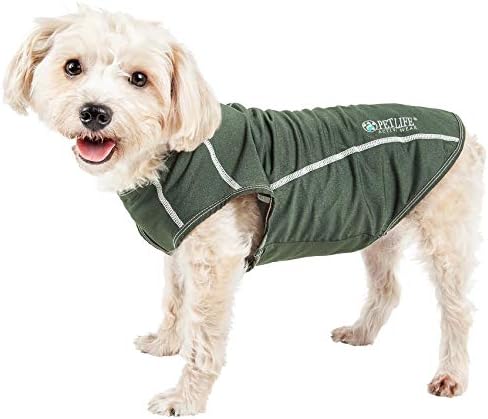 Pet Life  Active Racerbark 4Way Stretch Performance Active Dog Tank Top Tshirt, Olive Green  Xsmall
