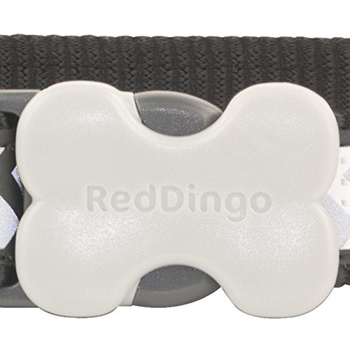 Red Dingo Reflective Ziggy Dog Collar, Small, Black