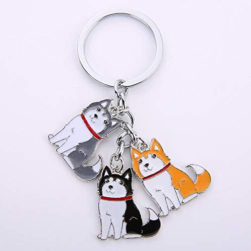 Bbeart Dog Keychain, Pet Pendant Key-Ring, Cute Puppy Id Tags Metal Key Ring For Dog Lover (Alaskan Malamute Three Color)