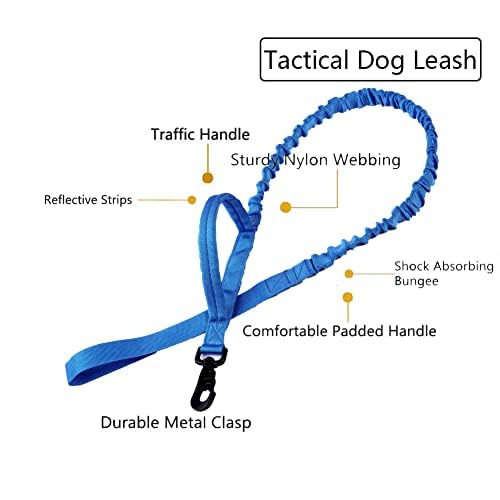 Tactical Dog Collar And Leash Set Tactical Dog Collar With Handle Bungee Leash Adjustable Military Training Nylon Collar Dog Training Collar Leash Set With Control Handleand (Dark Blue Xxl