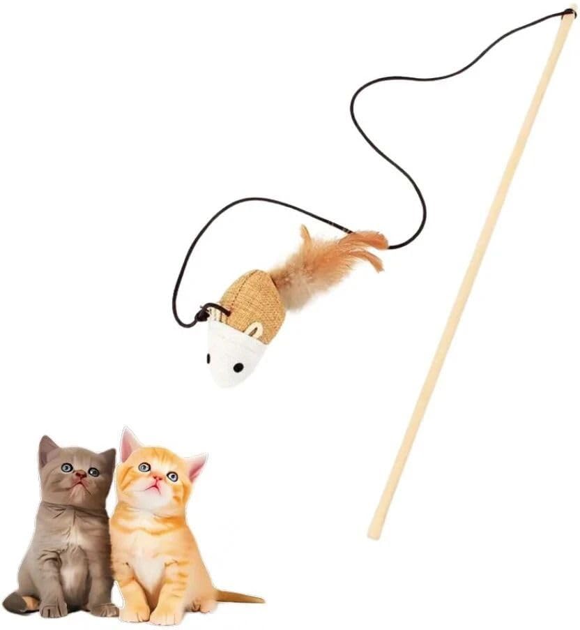 Agirav Feather Mouse Teaser Wand Cat Toy | Exercise & Fun Play |
