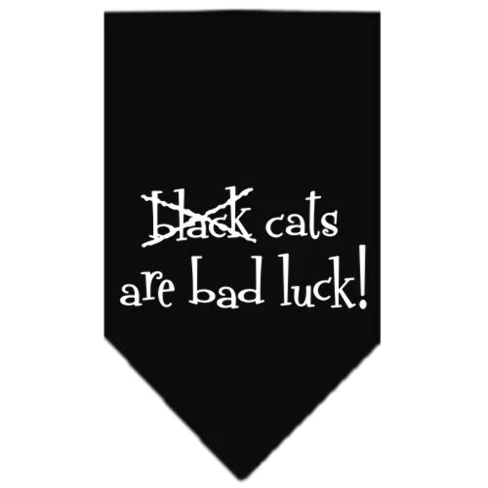 Halloween Pet and Dog Bandana Screen Printed, Black Cats are Bad Luck Cocoa Small