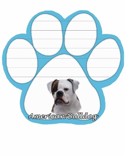 American Bulldog Notepad With Unique Die Cut Paw Shaped Sticky Notes 50 Sheets Measuring 5 By 4.7 Inches Convenient Functional Everyday Item Great Gift For American Bulldog Lovers And Owners