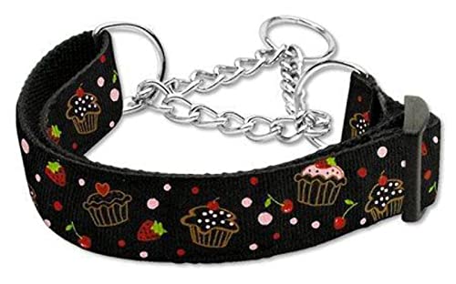 Mirage Pet Products Cupcakes Nylon Ribbon Martingale Collar for Pets, Medium, White