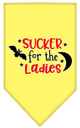 Halloween Pet and Dog Bandana Screen Printed, &quot;Sucker For The Ladies&quot; Yellow Small