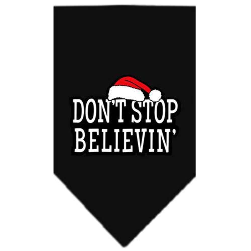Mirage Pet Products Dont Stop Believing Screen Print Bandana for Pets, Large, Black
