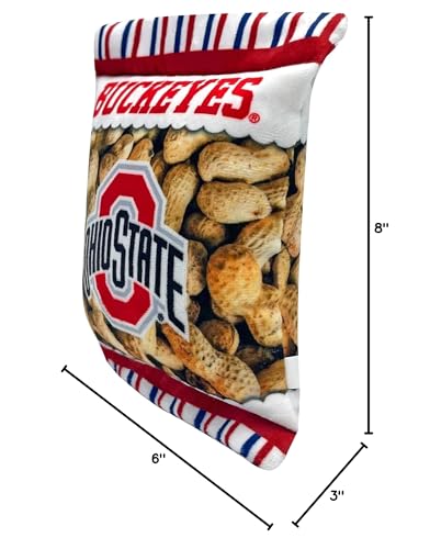 Pets First Ncaa Ohio State Buckeyes Crinkle Fine Plush Dog & Cat Squeak Toy- Cutest Stadium Peanuts Snack Toy For Dogs & Cats Wi