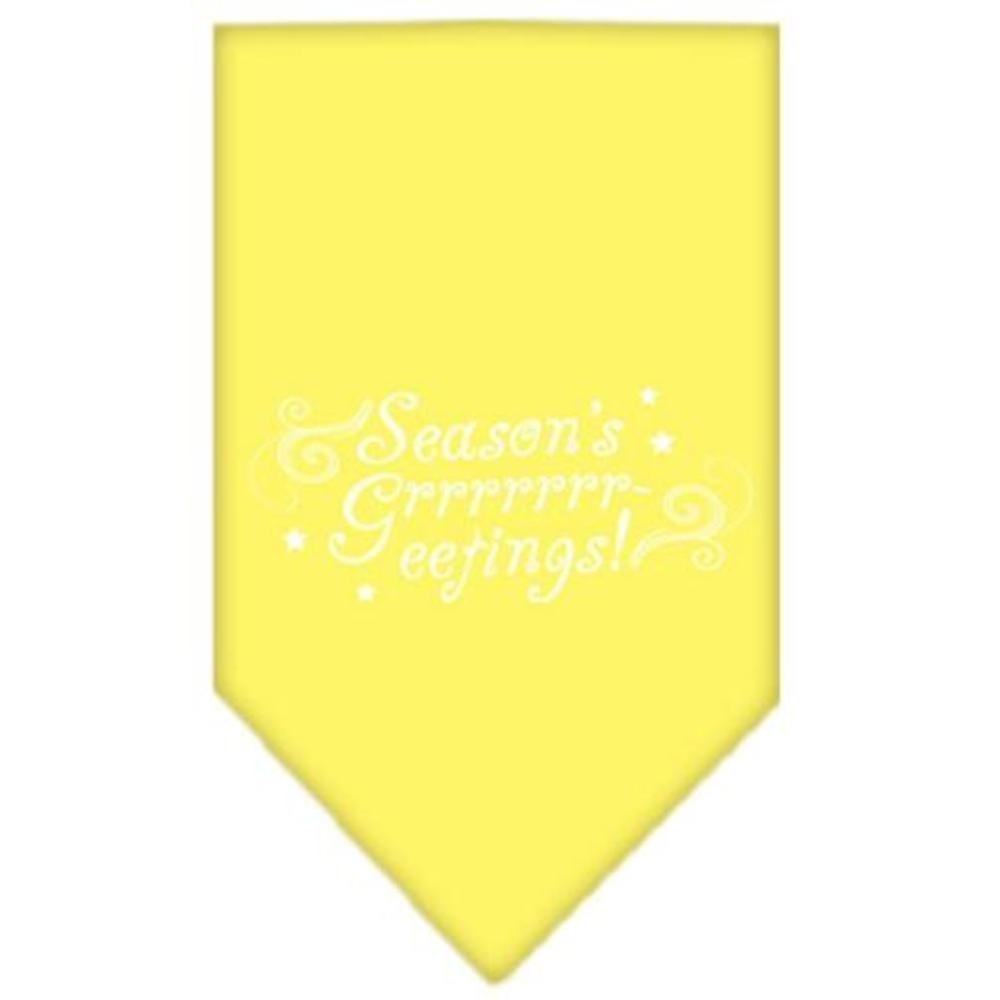 Christmas Pet and Dog Bandana Screen Printed, &quot;Season's Greetings&quot; Yellow Small