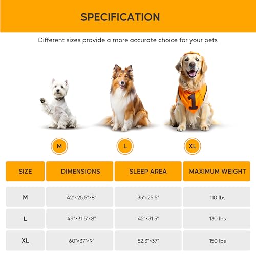 HealSmart Cooling Elevated Dog Bed Outdoor Raised Portable Dog Cot Beds No-Slip Feet Durable Portable Pet Hammock Bed, 42x25.2x8