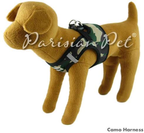 Parisian Pet Step In Dog Harness - Adjustable Freedom Harness - Green Camo Dog Vest Harness - 100% Mesh Fabric Cooling Dog Harness - Idle For Outdoor Adventures - Dog Harness Medium Sized Dog - M