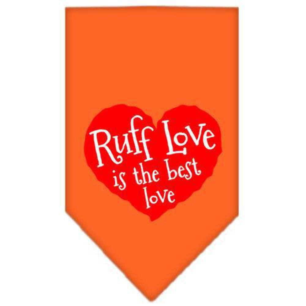 Mirage Pet Products Ruff Love Screen Print Bandana for Pets, Small, Orange