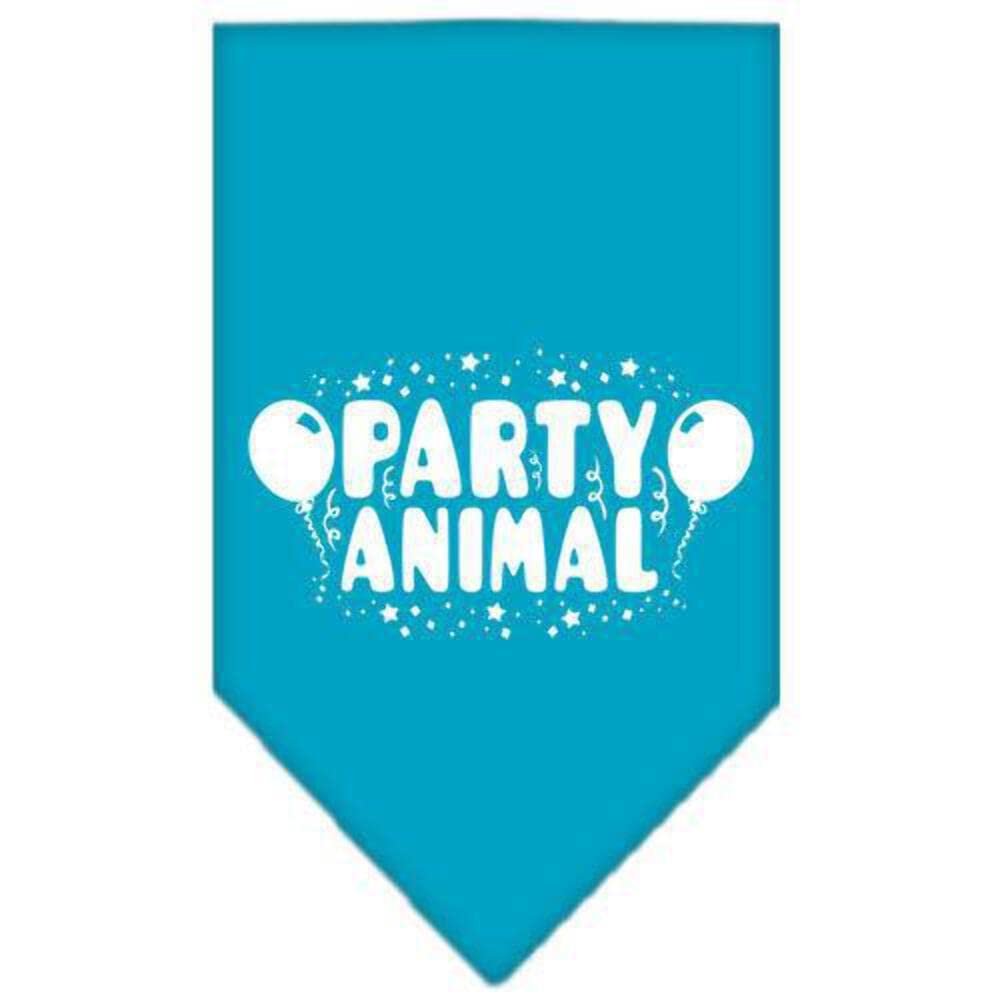 Mirage Pet Products Party Animal Screen Print Bandana for Pets, Large, Turquoise