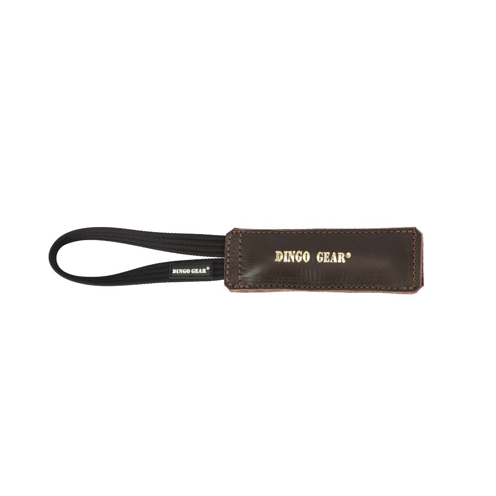 Dingo Gear Dog Bite Tug Handmade of Brown Grain Leather Strong, Chocolate, 0.1 kg