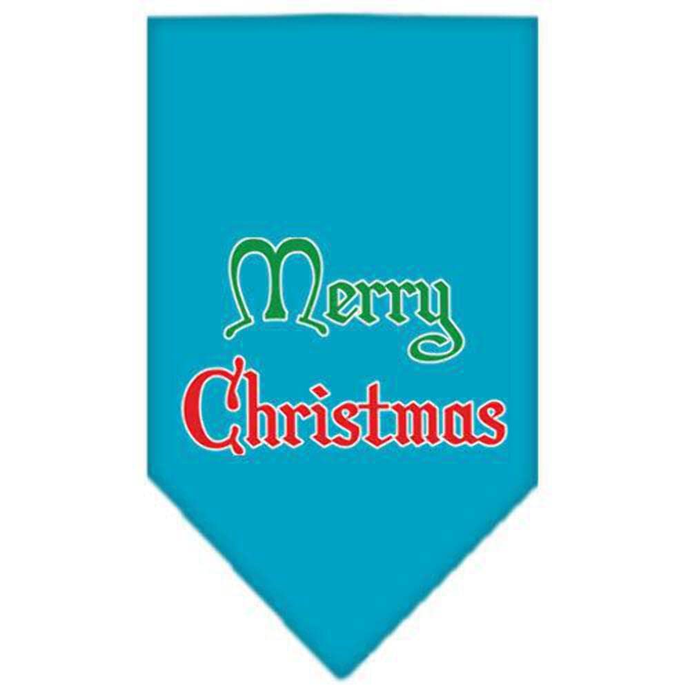 Christmas Pet and Dog Bandana Screen Printed, Merry Christmas Orange Small
