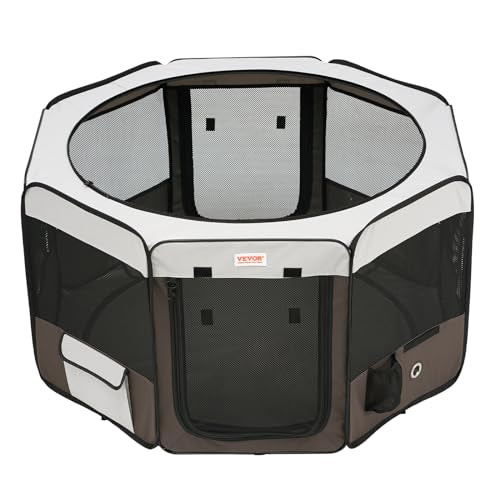 VEVOR Foldable Pet Playpen, 46 inch Portable Dog Playpen, Crate Kennel for Puppy, Dog, Cat, Premium Waterproof 600D Oxford Cloth