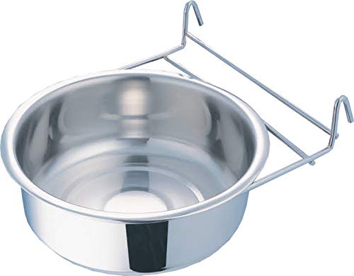 Indipets Stainless Steel Bird Coop Cup With Hook Holder - 5Oz - Attach Directly To Any Wire Cage