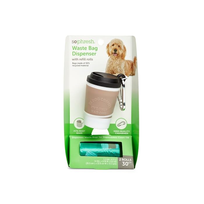 So Phresh Coffee Cup Dog Waste Bag Dispenser With Refill Rolls